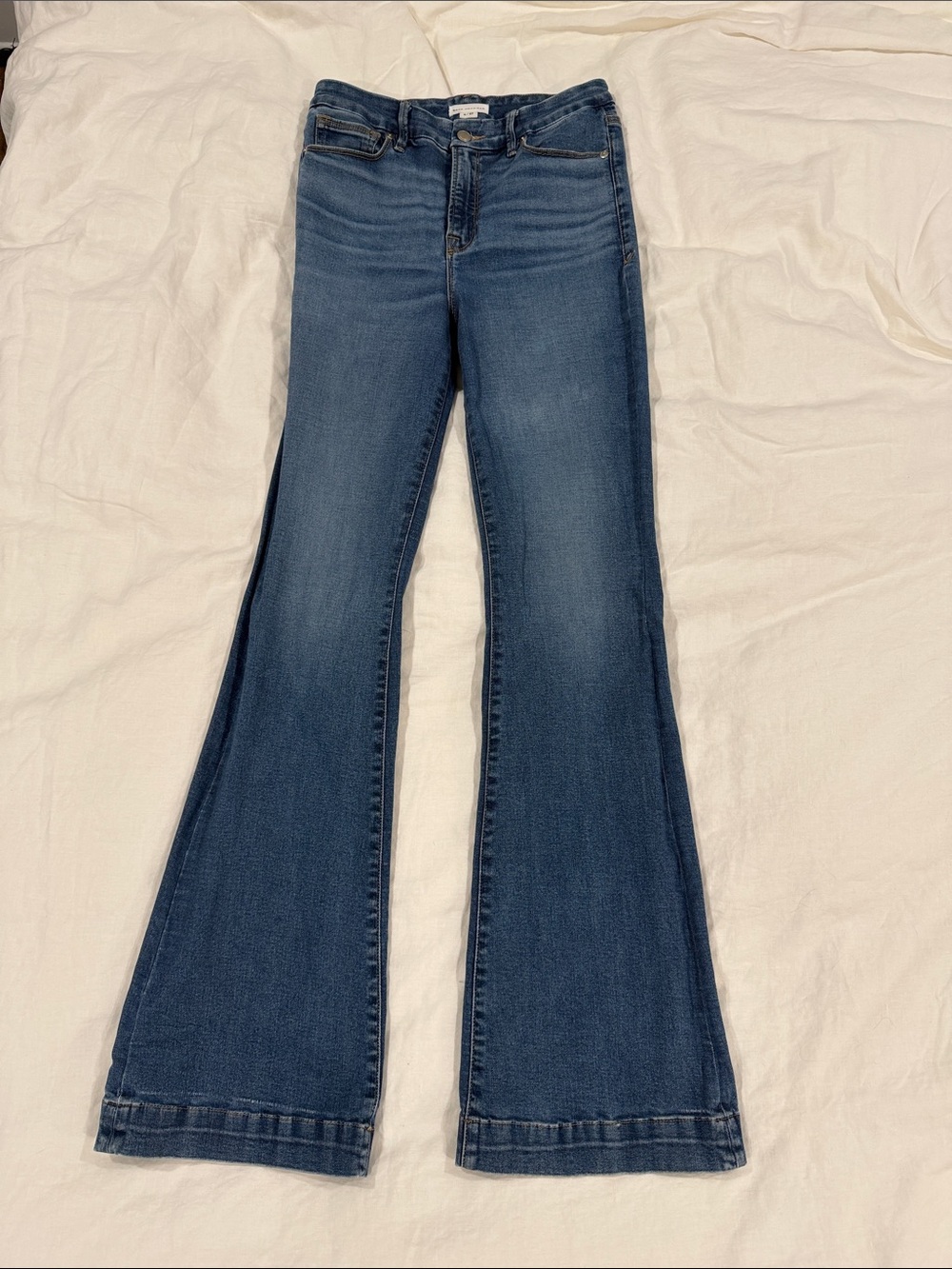 Good American Indigo High-Rise Flare Jeans